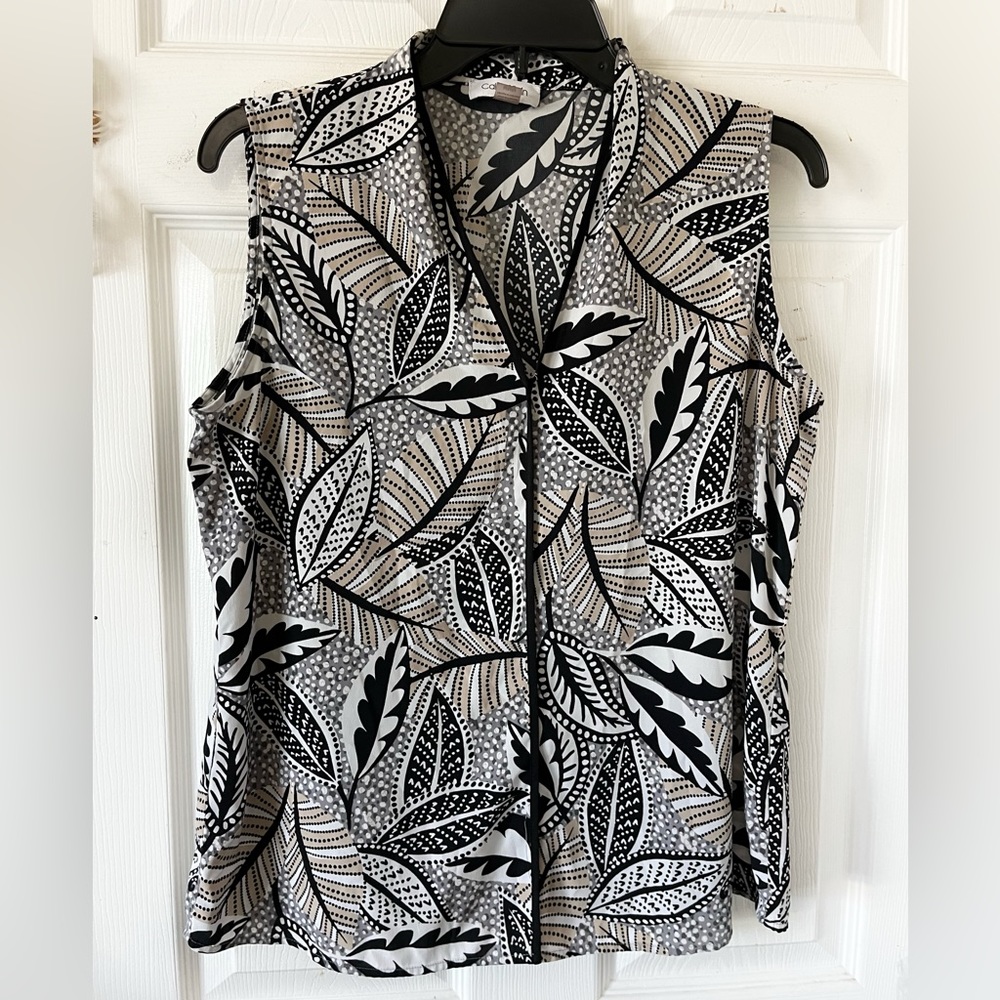 Calvin Klein Women’s Sleeveless V Neck Top Blouse Sz M